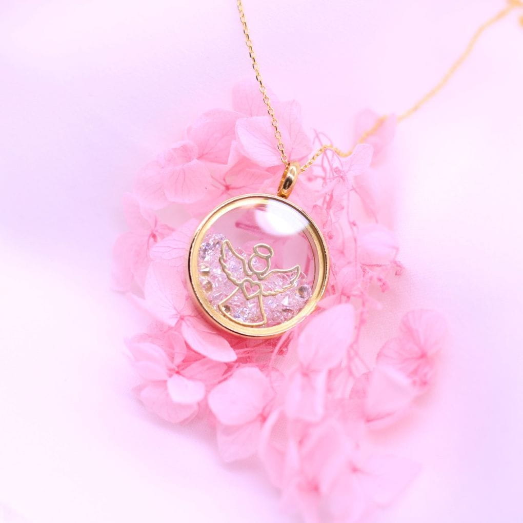 Sekretnik MAXI || Złoty naszyjnik z aniołkiem ,,Celestia" i cyrkoniami DO WYBORU || Chrzest - Komunia